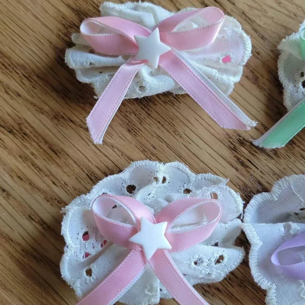 Lot of 8 Vintage Handmade Baby Toddler Hair Barettes bows